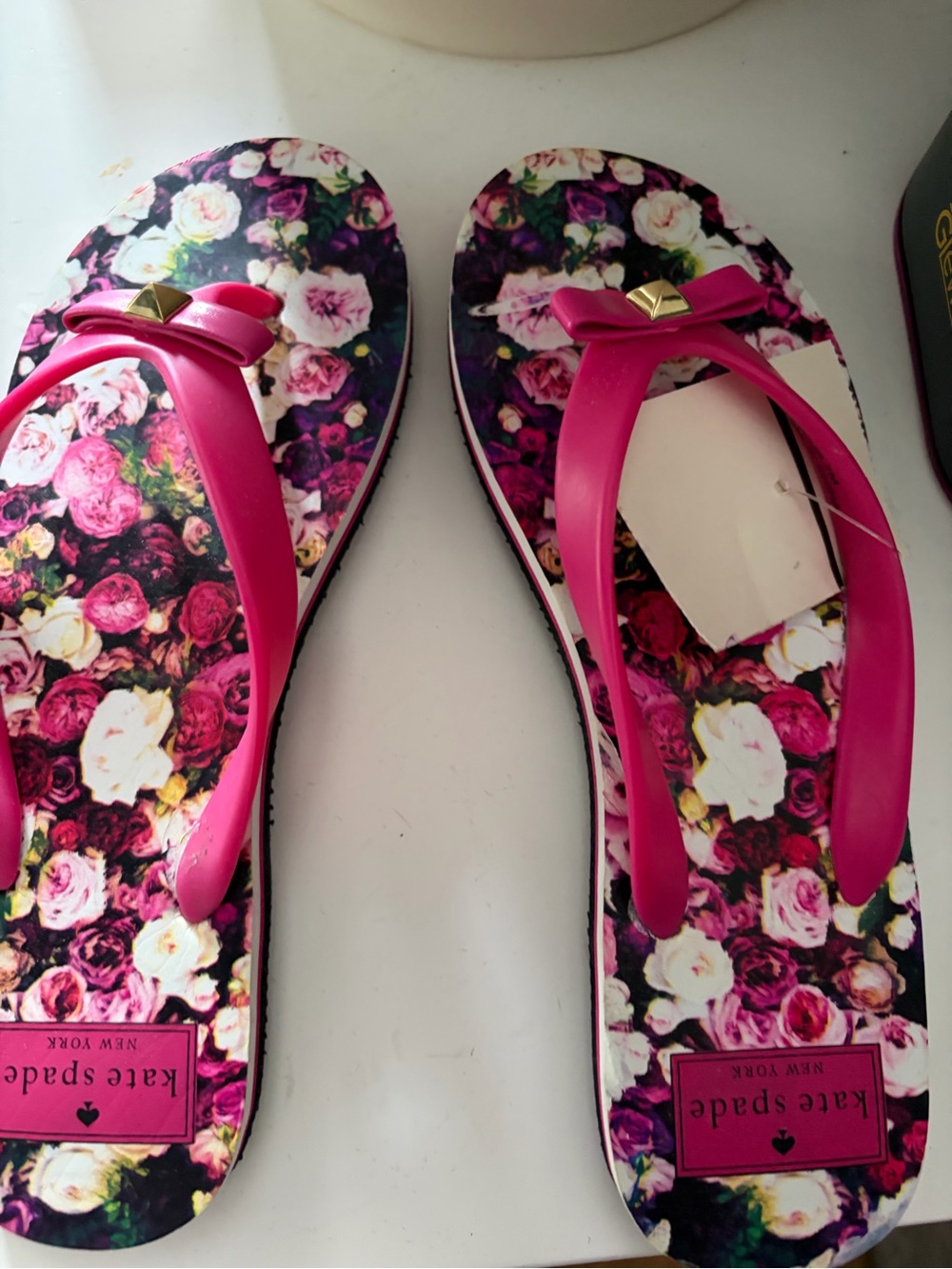 kate spade bright pink floral thong sandals